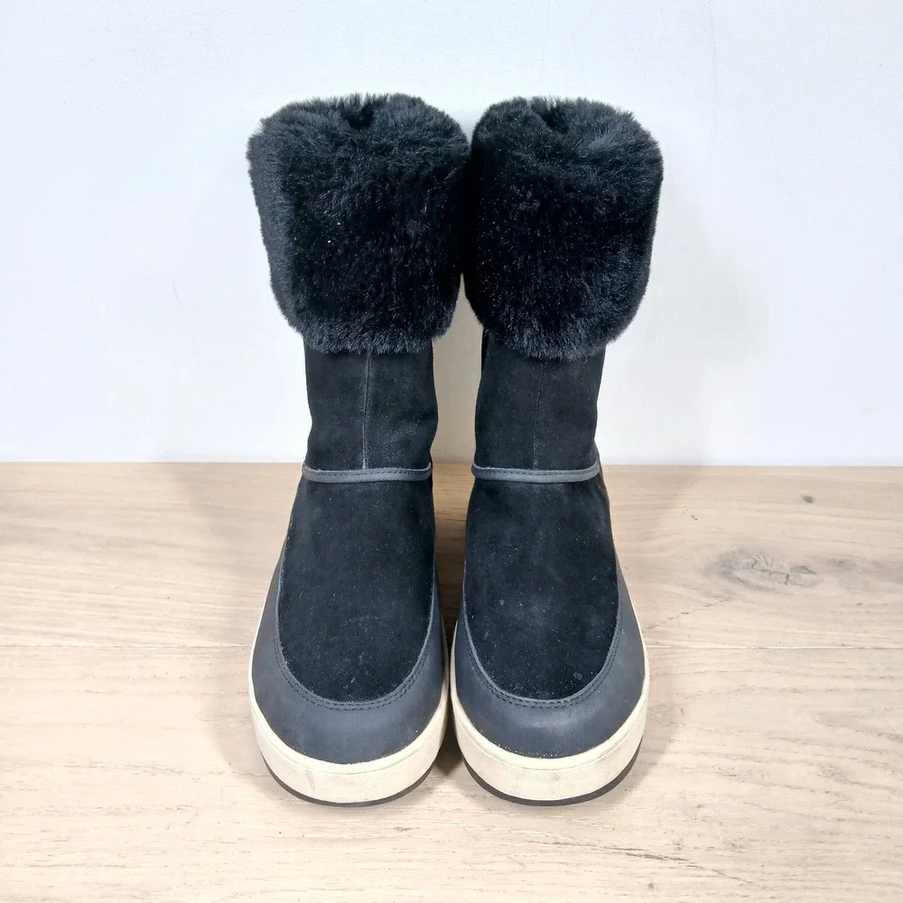 Koolaburra By UGG Boots Womens 8 Black Faux Fur Side Zip Platform Winter Y2K - Picture 4 of 12